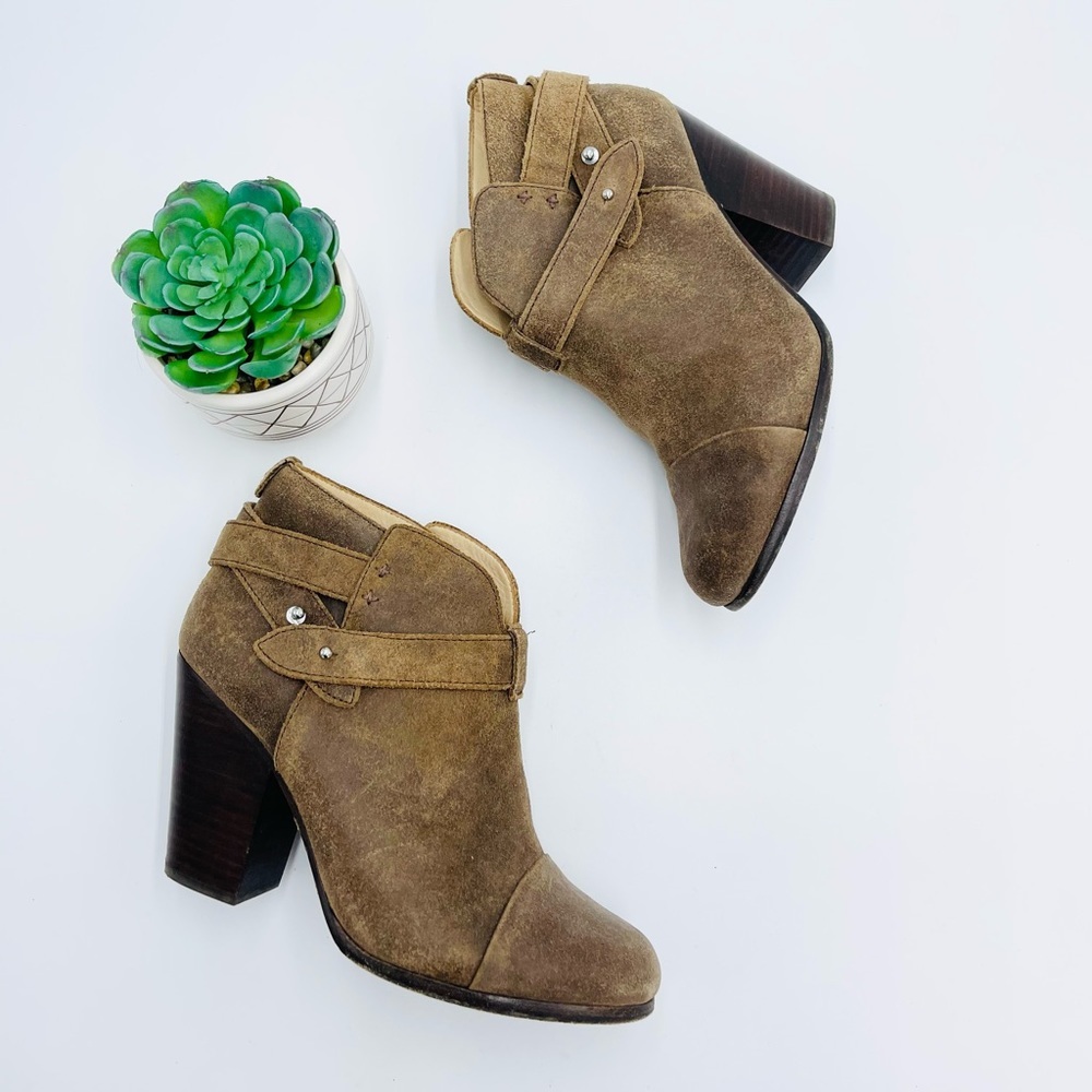 Rag & Bone Harrow Leather suede Ankle Booties Camel Suede